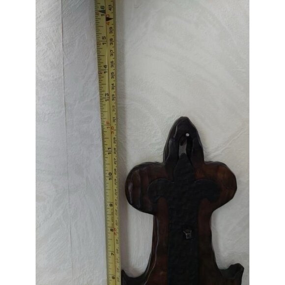 Vintage Spanish Gothic Medieval Style Iron And Wood Wall Sconce Candle Handmade - Picture 4 of 4